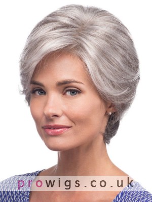 Short Straight Synthetic Capless Grey Wigs