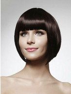 100% Human Hair Straight Short Bob Wig with Bangs