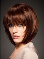Silky Short Bob Wig with Eye-length Full Bang
