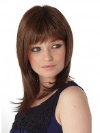 Medium-Length Straight Full Bangs Synthetic Wig
