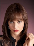 Chic Capless Medium Straight Human Hair Wig