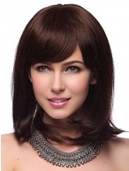 Capless Medium Straight 100% Human Hair Wig