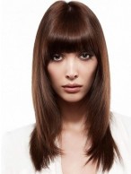 Remy Human Hair Capless Wig with Bangs