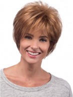 Short Hair Layered Human Hair Lace Front Wig With WispyBangs and Tapered Nape