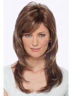 Long Straight Razor Cut Human Hair Wig With Textured Bangs