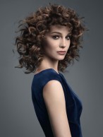 Blown-up Hair Bouncy Curly Remy Human Hair Mid-Length Wig