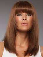 Long Straight Full Lace Wig With Forehead Full Bangs