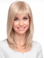 Sliky Natural Straight Medium Length Capless With Bangs Wig
