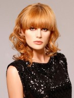 Big Curly Medium Length Capless Wig With Thick Bangs    