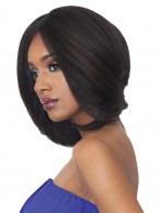 Soft Medium Length Remy Human Hair Wig With Side Bangs