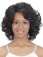Black Medium Length Wavy Remy Human Hair Full Lace Wig