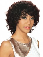 Brown Glueless Medium Length Lace Front Curly Women Wig