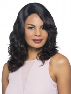 Medium Length Black Curly Remy Human Hair Wig