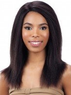 100% Remy Human Hair Black Natural Straight Lace Front Wig