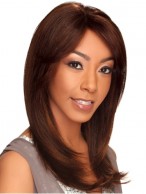 16" Medium Length Straight Golden Brown Lace Front Wigs