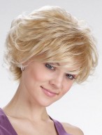 Voluminous Soft Curls Style With Side Swept Bangs Synthetic Wig