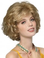 Medium Length Tousled Curls and Side Swept Bangs Wig