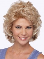 Medium Length Voluminous Curls Side Swept Bangs Synthetic Wig