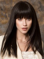 Straight Synthetic Machine Made Wig With Full Bangs