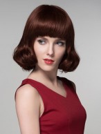 Medium Curly Synthetic Fiber Wigs With Bangs