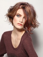 Side Bangs Medium Length Curly Synthetic Wig