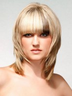 Medium Length Synthetic Wig With Side Bangs