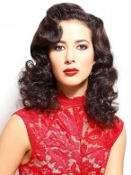 Side Bangs Medium Length Curly Synthetic Wig