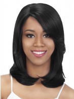 Black Synthetic Silky Straight Medium Length Wig