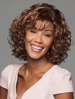 Brown Frizzy Medium Length Big Curly Capless Wig