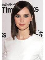 Shoulder Length Straight Synthetic Full Lace Wig With Fringe