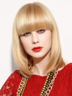 Medium Length Neat Bangs Women Full Lace Monofilament Wig