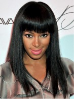 Human Hair Straight Bob Wig With Full Bangs