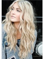 Faddish Long Wavy Blond Lace Wigs for Women