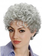 Classic Sstyle With Soft Curls Grey Wig