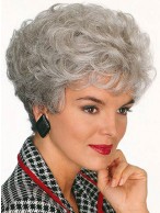 Grey Longer Crown Curls Wig