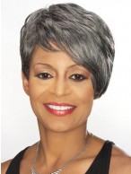 Short Side Swept Fringe Grey Wig