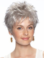 Clearance Short Layered Synthetic Lace Front Grey Wig