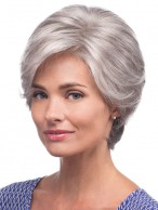 Short Straight Synthetic Capless Grey Wigs