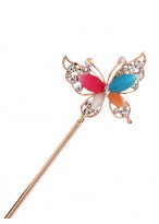 Color Opal Inlaid Butterfly Pins & Grips For Girls 