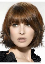 Chic Bob Straight Synthetic Capless Wig with Bangs 