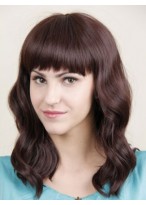 Long Wavy Lace Front Human Hair Wig with Bangs 