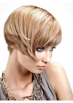 100% Remy Human Hair Natural Handcrafted Elegant Short Layered Straight Wig