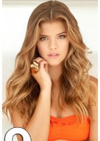 Long Wavy Beautiful Human Hair Lace Wigs For Girls 