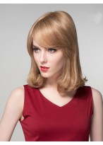 Medium Blond Female Curly Remy Human Hair Wig 