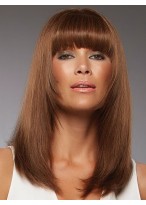 Long Straight Full Lace Wig With Forehead Full Bangs 
