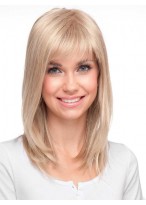 Sliky Natural Straight Medium Length Capless With Bangs Wig