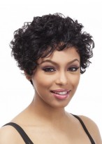 Short Black Modern Curly Full Lace Wig 
