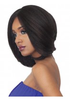 Soft Medium Length Remy Human Hair Wig With Side Bangs 