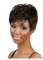 Cute Short Straight Side Bang African American Lace Wigs for Women 6 Inch 