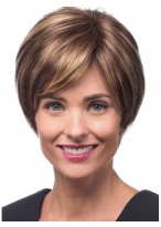 Short Smooth Layers and Swept Bangs Synthetic Wig 
